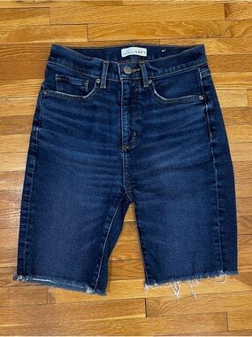 Ann Taylor Loft NWOT High Waisted Bermuda Length Jean Bike Shorts Dark Wash Sz 0